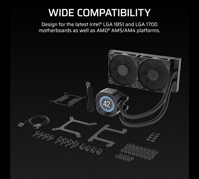 CORSAIR NAUTILUS 240 RS LCD AIO LIQUID COOLER BLACK